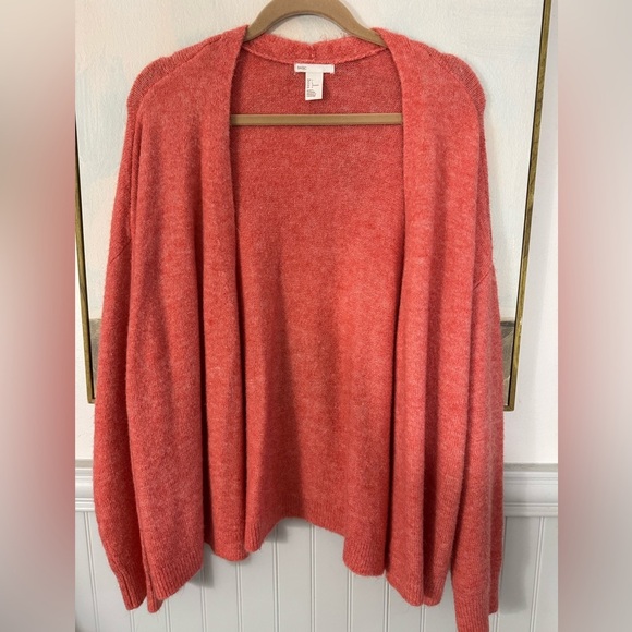 H&M Basics Long Soft Orange Open Cardigan Size Large - Picture 1 of 7